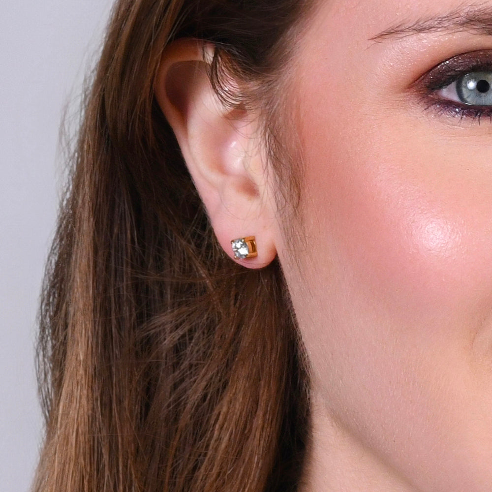 MONO ORECCHINO DONNA IN ACCIAIO IP GOLD CON ZIRCONE BIANCO