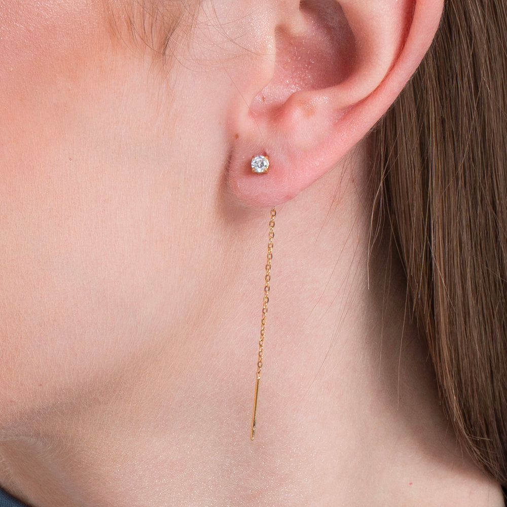 MONO ORECCHINO DONNA IN ACCIAIO IP GOLD CON CRISTALLO BIANCO