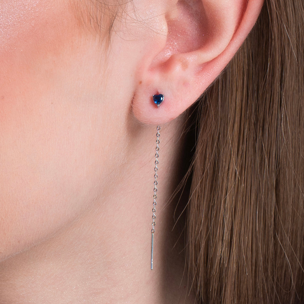 MONO ORECCHINO DONNA IN ACCIAIO CON CRISTALLO BLU