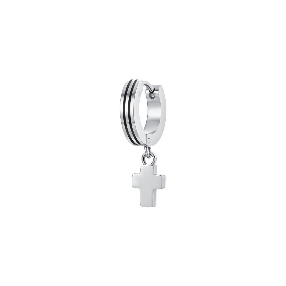 MONO STEEL MEN'S EARRING WITH CROSS