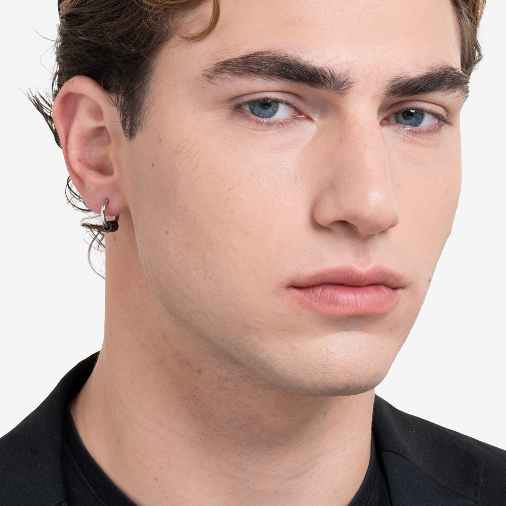 MONO ORECCHINO UOMO IN ACCIAIO CON FULMINE EFFETTO VINTAGE