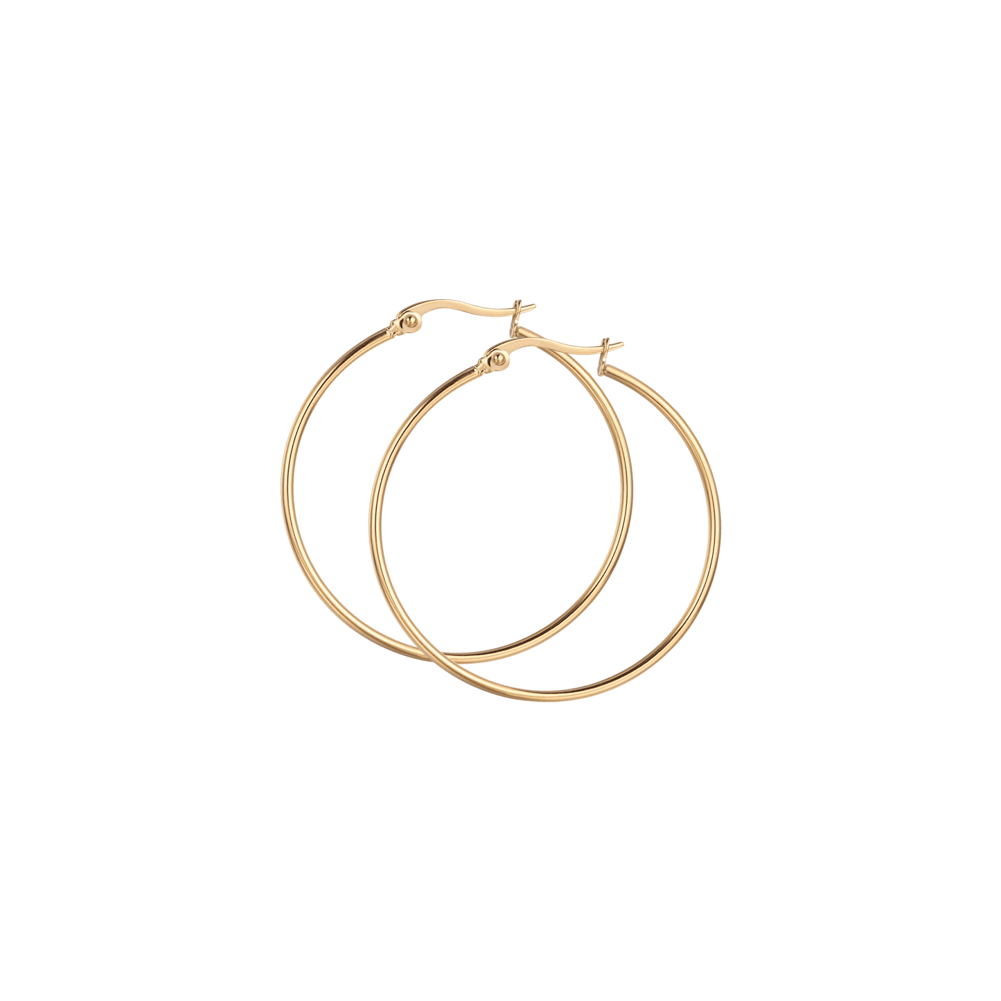 35MM DIAMETER GOLD PLATED STEEL WOMEN'S HOOP EARRINGS