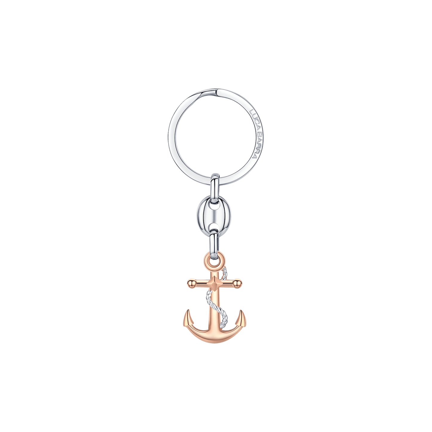 STEEL MEN'S KEYCHAIN WITH IP ROSE ANCHOR AND STEEL ELEMENT