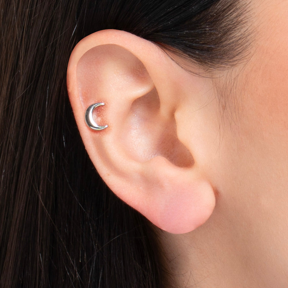 PIERCING ORECCHIO DONNA IN ACCIAIO FORMA LUNA