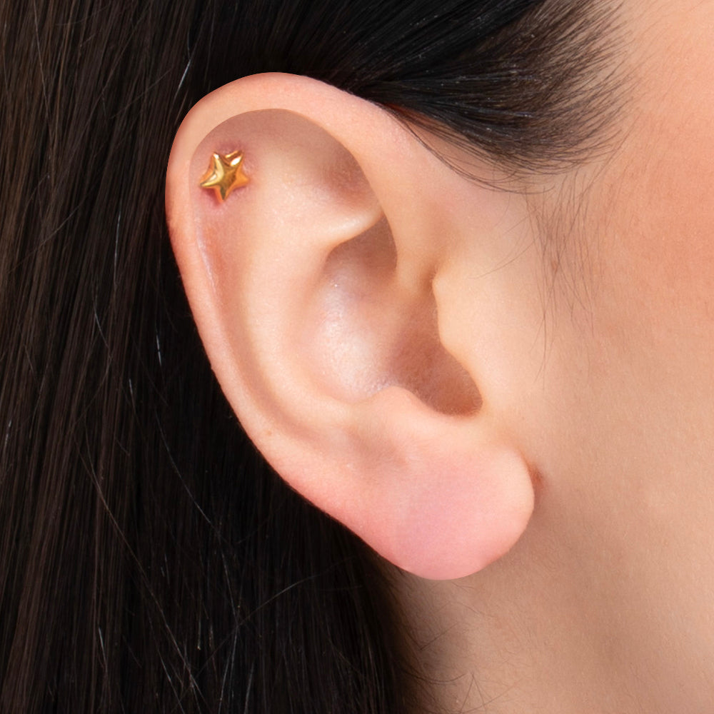 PIERCING ORECCHIO DONNA IN ACCIAIO FORMA STELLA COLORE ORO