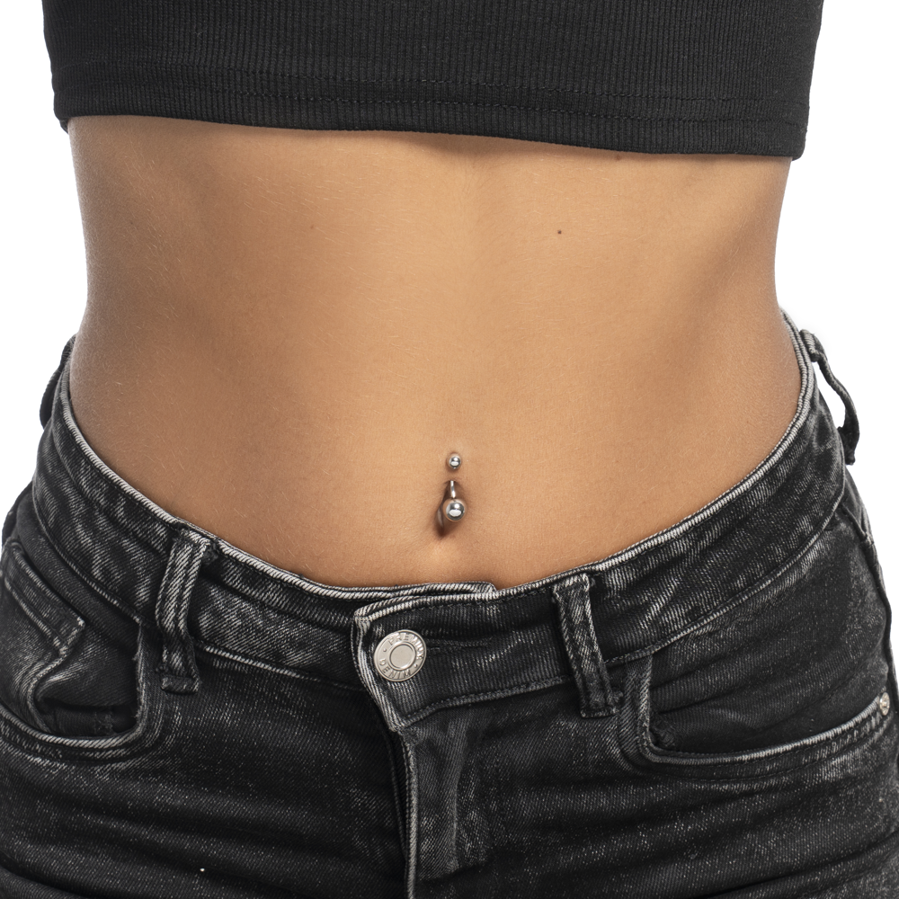 PIERCING OMBELICO DONNA IN ACCIAIO CON SFERE IN ACCIAIO
