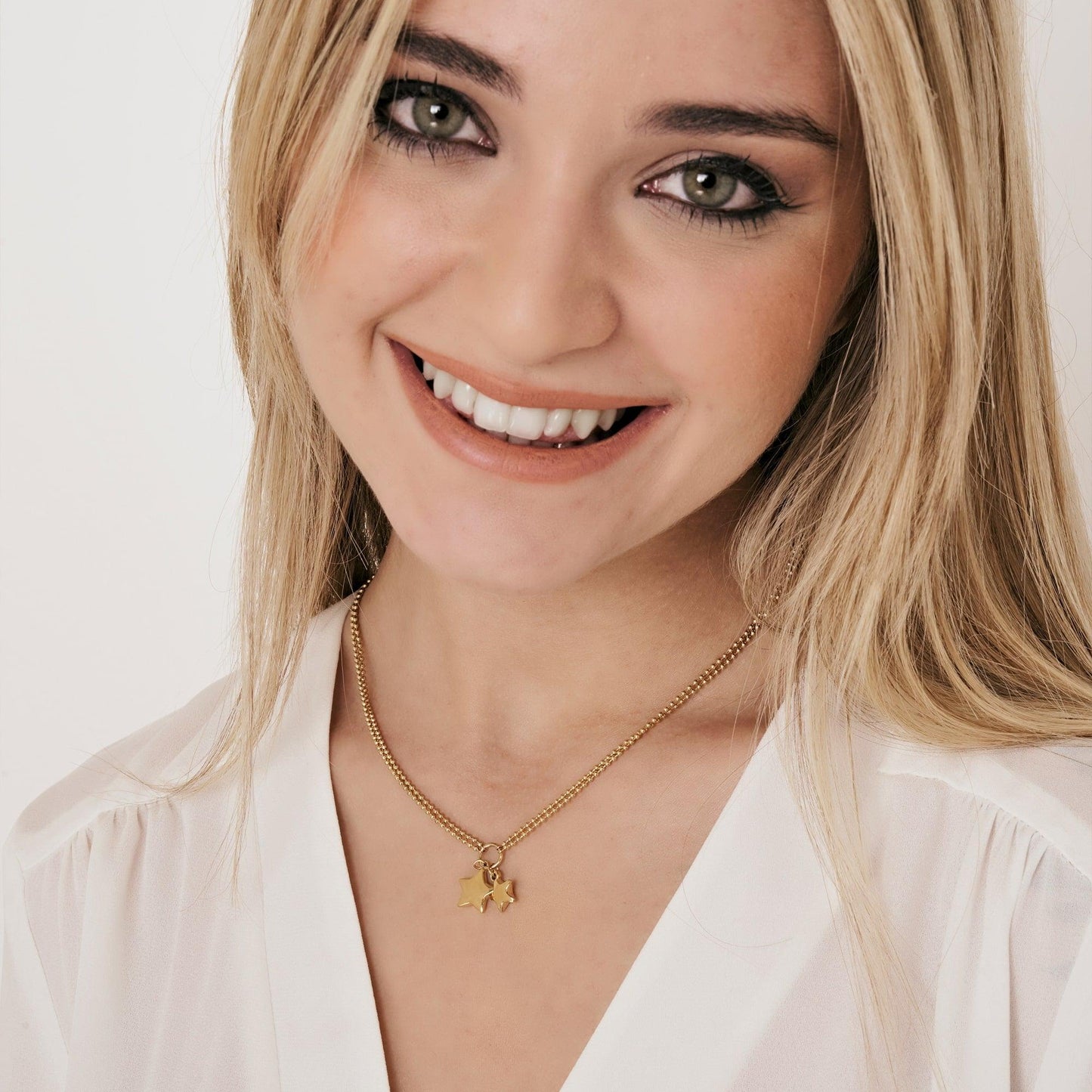 WOMAN'S NECKLACE IN STEEL IP GOLD WITH STARS Luca Barra