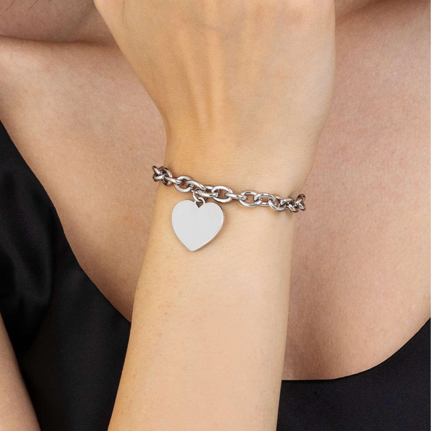 STEEL BRACELET WITH HEART FOR INCISIONS lucabar