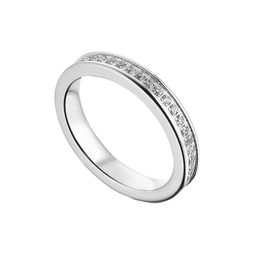 WOMEN'S AND MEN'S STEEL WEDDING BAND WITH WHITE CRYSTALS