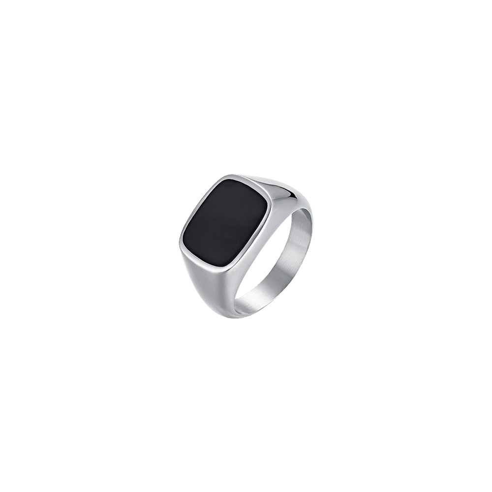 MEN'S SEAL RING IN STEEL AND BLACK IP Luca Barra