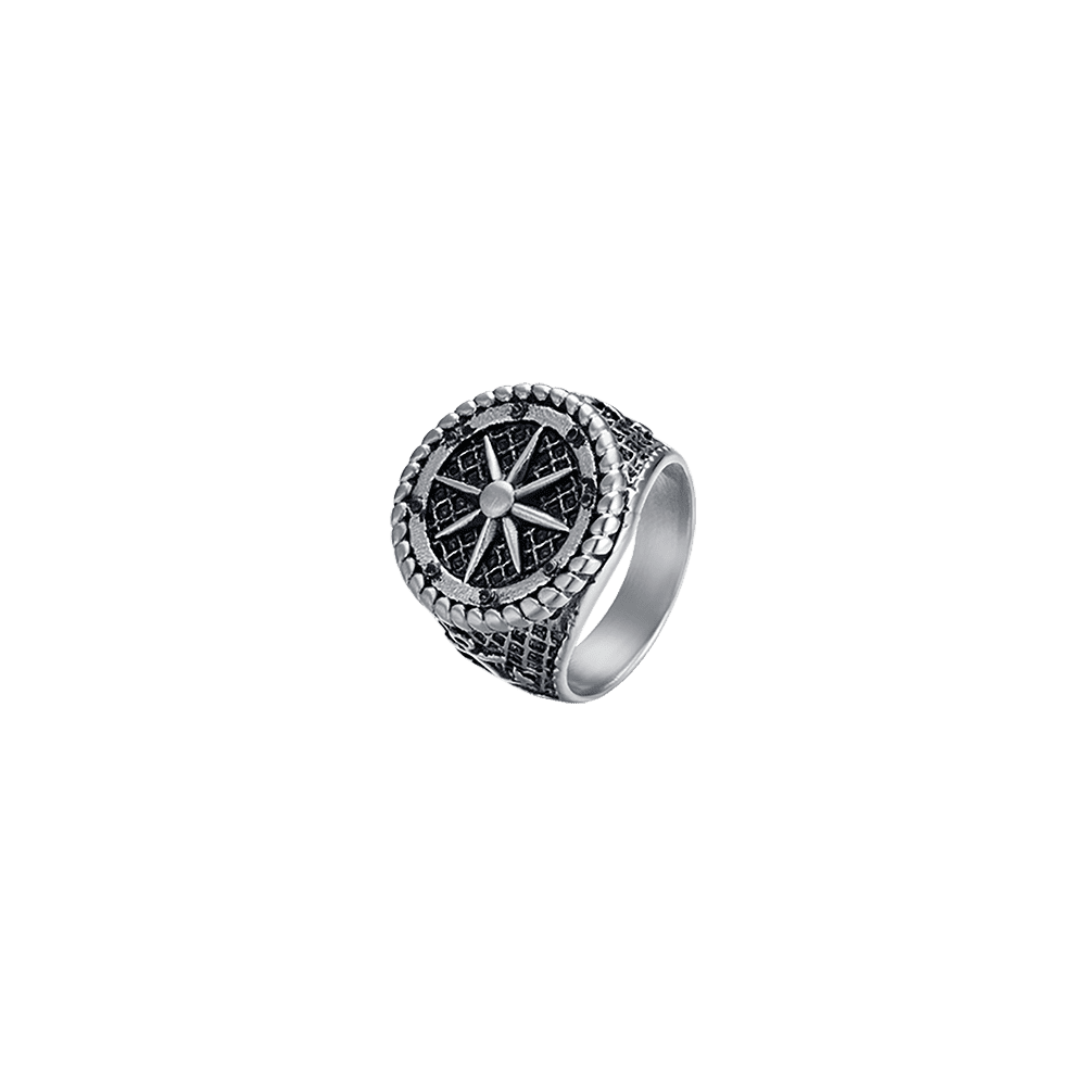 MEN'S RING SEAL IN STEEL WITH ROSE OF THE WINDS Luca Barra