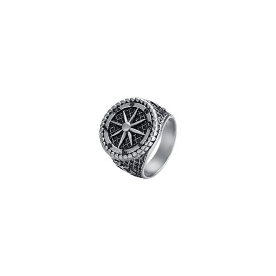 MEN'S RING SEAL IN STEEL WITH ROSE OF THE WINDS Luca Barra