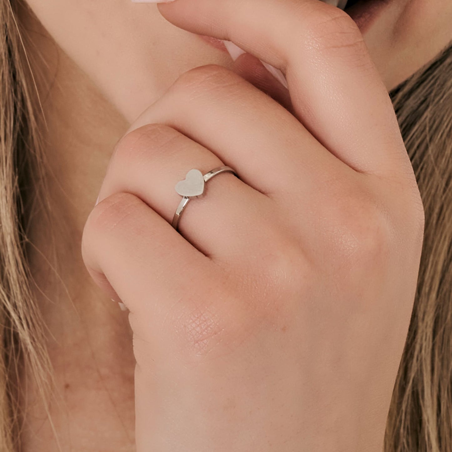 STEEL WOMEN'S FULL HEART RING