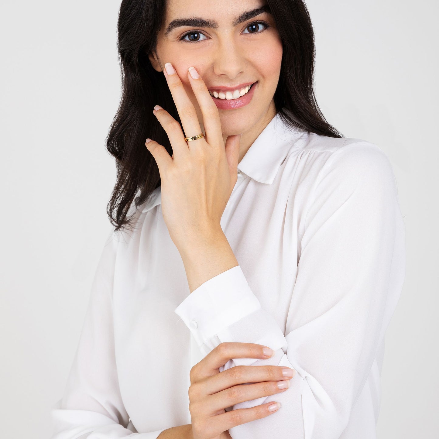 WOMEN'S GOLD STEEL RING MAKE A WISH
