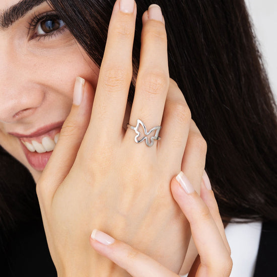 WOMAN'S RING IN STEEL WITH BUTTERFLY Luca Barra