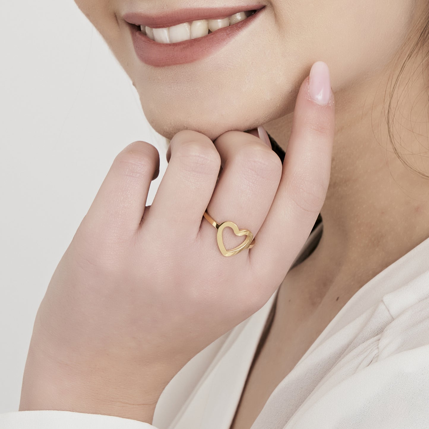 WOMAN'S RING IN IP GOLD STEEL WITH HEART Luca Barra