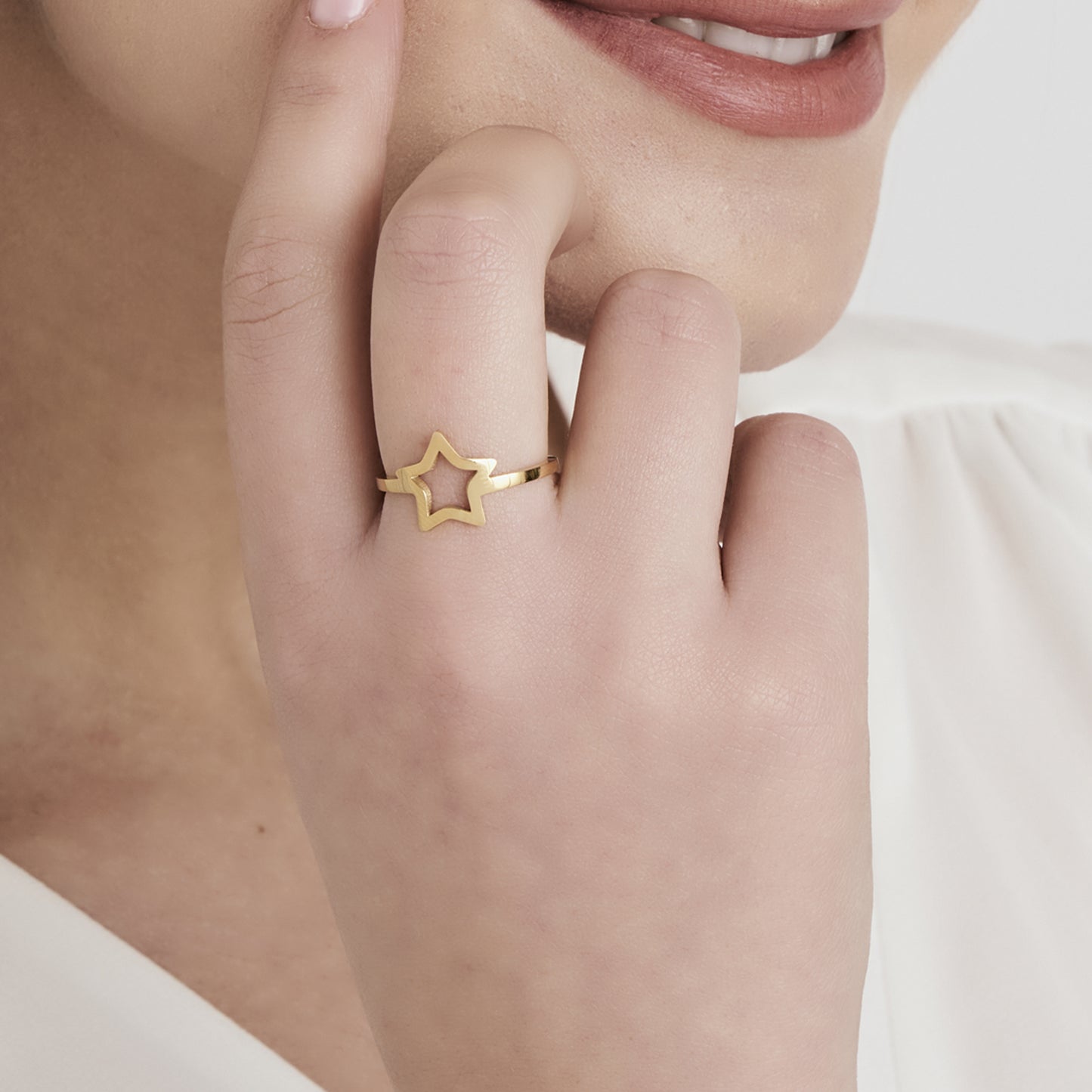 WOMAN'S RING IN IP GOLD STEEL WITH STAR Luca Barra
