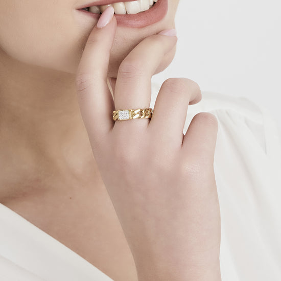 WOMAN'S RING IN IP GOLD STEEL WITH WHITE CRYSTALS Luca Barra