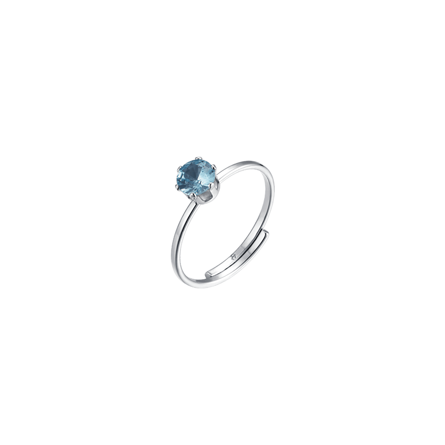 WOMEN'S STEEL SOLITAIRE RING WITH BLUE CRYSTAL
