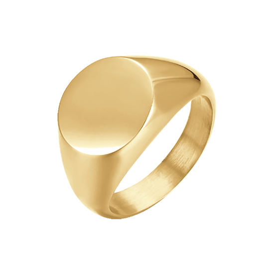 WOMEN'S IP GOLD STEEL SIGNET RING