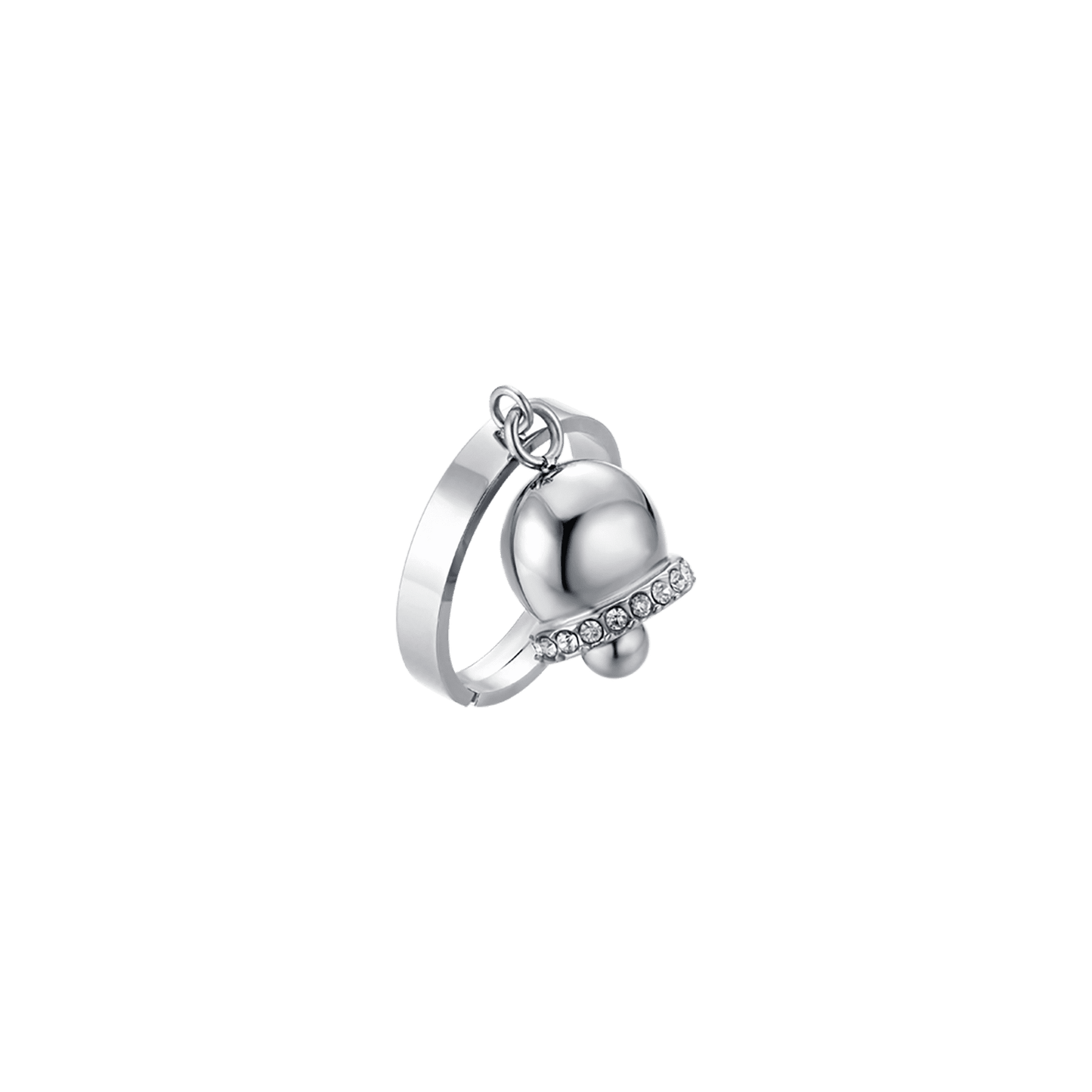 WOMAN'S RING IN STAINLESS STEEL WITH BELL WITH WHITE CRYSTALS Luca Barra