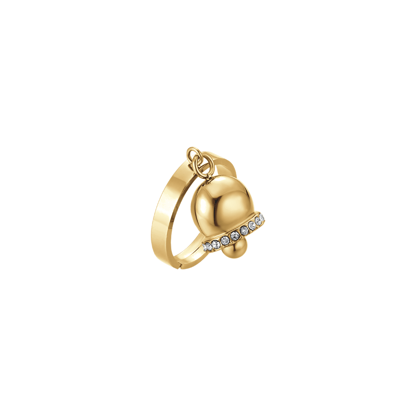 WOMAN'S RING IN IP GOLD STEEL WITH BELL WITH WHITE CRYSTALS Luca Barra