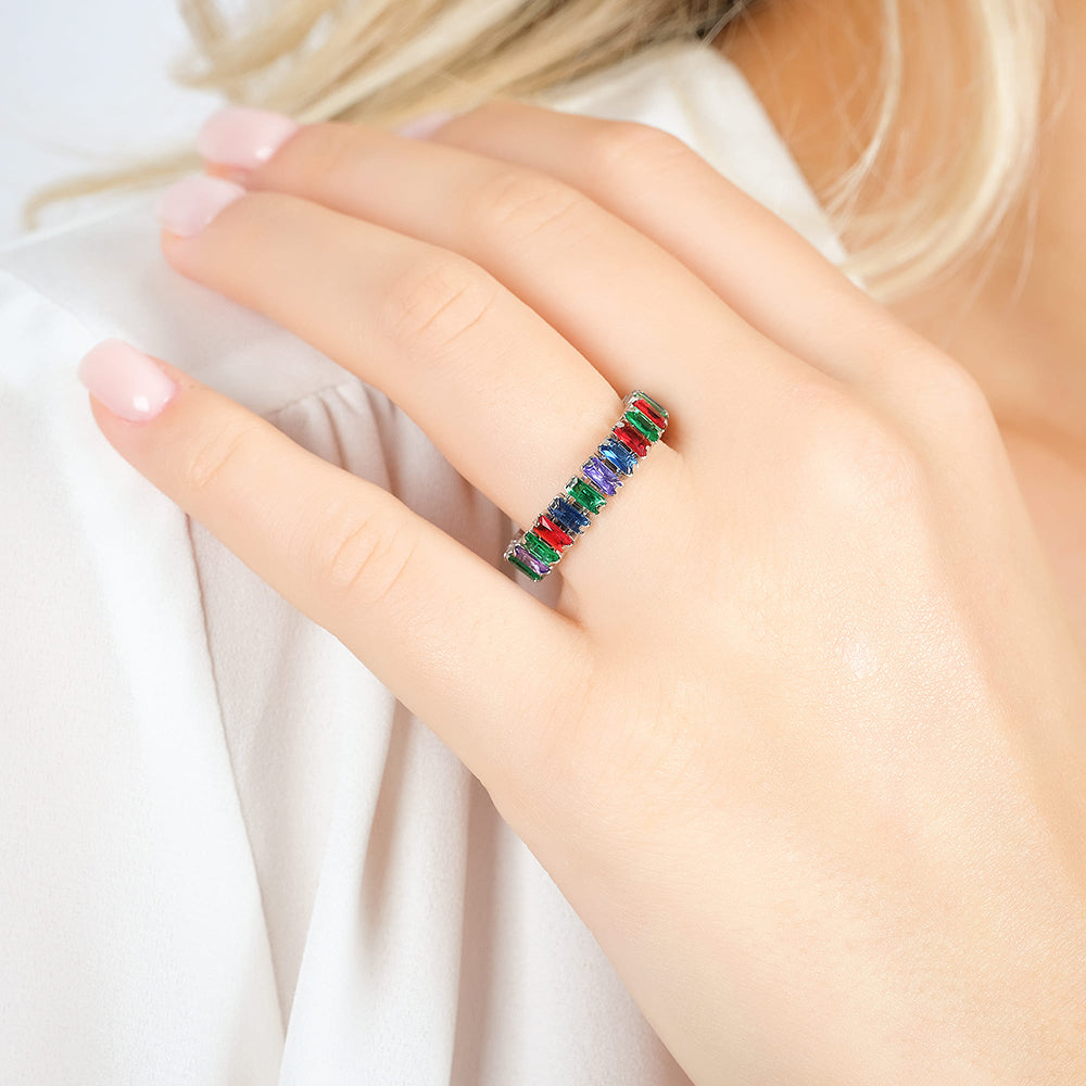 WOMAN'S ADJUSTABLE STEEL RING WITH MULTICOLOR CRYSTALS Luca Barra