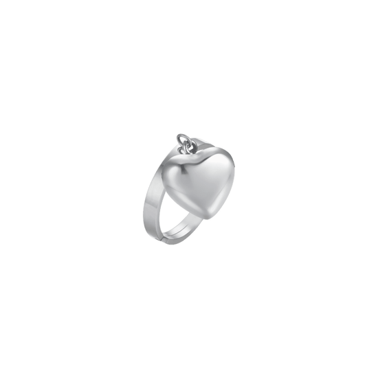 WOMAN'S RING IN STEEL WITH FULL HEART Luca Barra