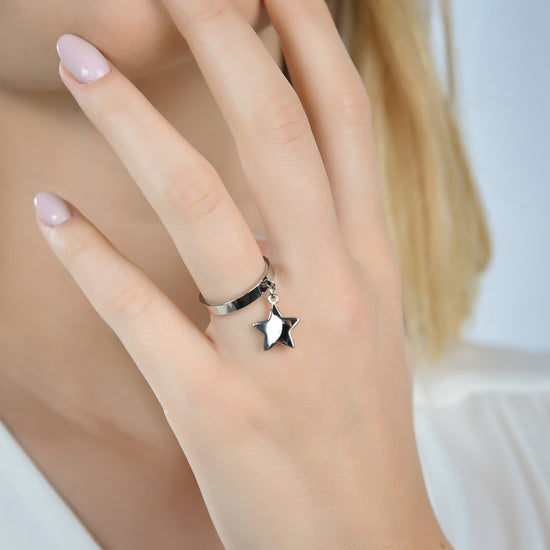 WOMAN'S RING IN STEEL WITH STAR Luca Barra