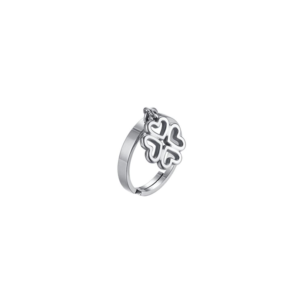 WOMAN'S RING IN STEEL WITH PERFORATED QUADRIFOGLIO Luca Barra