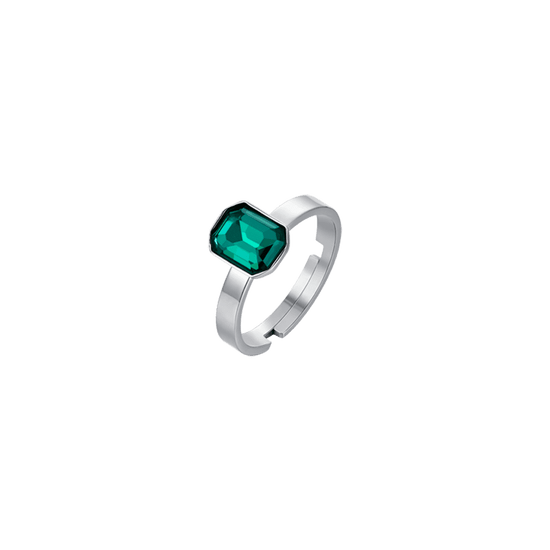 WOMAN'S RING IN STEEL WITH GREEN CRYSTAL Luca Barra
