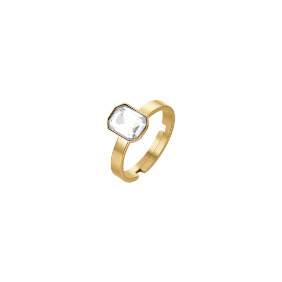 WOMAN'S RING IN IP GOLD STEEL WITH WHITE CRYSTAL Luca Barra