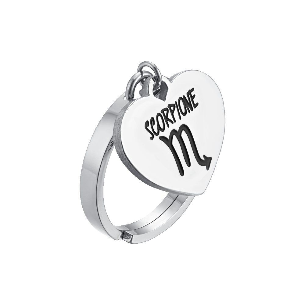 SCORPIO ZODIAC SIGN STEEL WOMEN'S RING WITH HEART