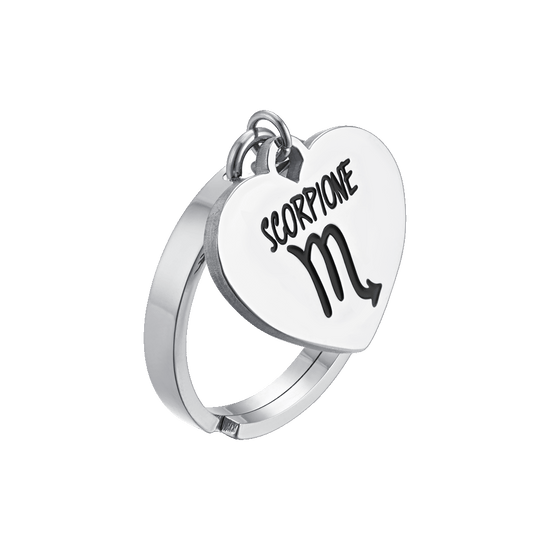 SCORPIO ZODIAC SIGN STEEL WOMEN'S RING WITH HEART