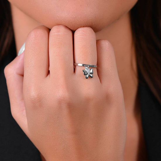 ANELLO DONNA IN ACCIAIO CON FARFALLA E ZIRCONE BIANCO