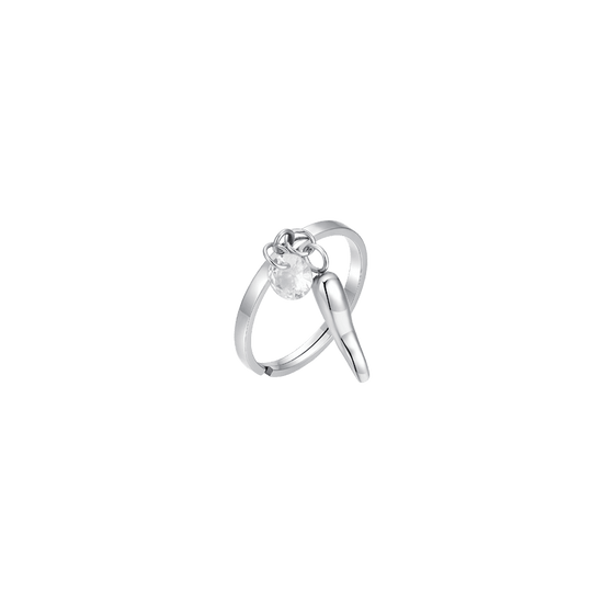 ANELLO DONNA IN ACCIAIO CON CORNO E ZIRCONE BIANCO