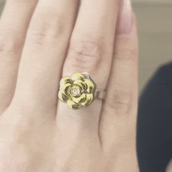 ANELLO DONNA IN ACCIAIO IP GOLD CON ROSA GIREVOLE E CRISTALLO BIANCO