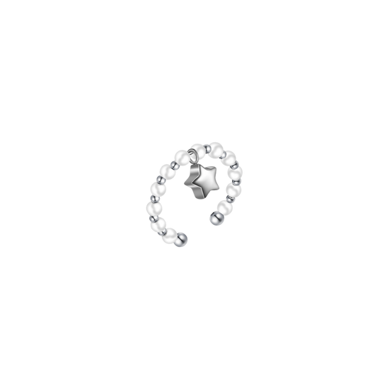 ANELLO DONNA IN ACCIAIO E PERLE BIANCHE CON STELLA