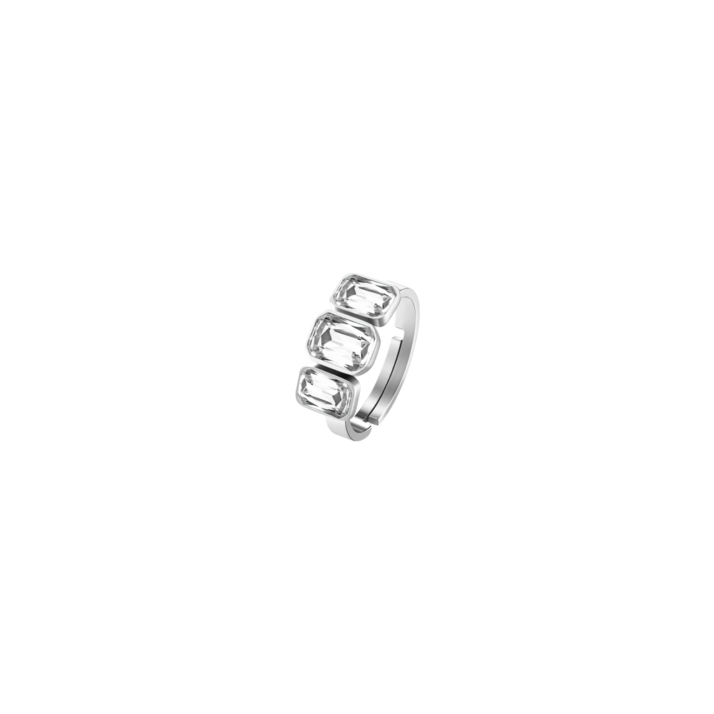 WOMEN'S STEEL RING WITH WHITE CRYSTALS