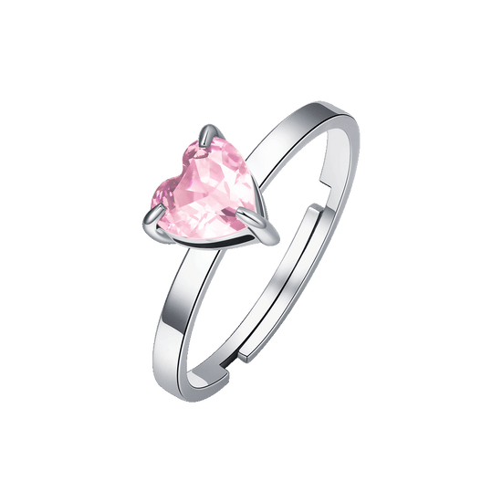 ANELLO DONNA IN ACCIAIO CON CUORE CRISTALLO ROSA