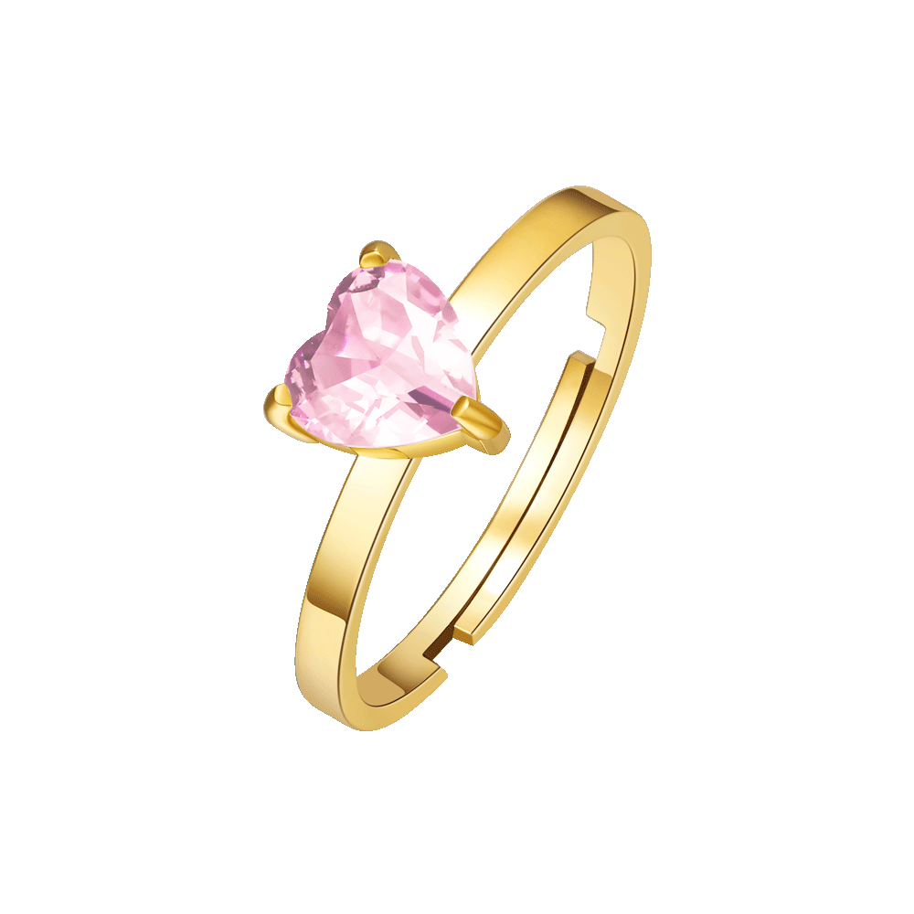 ANELLO DONNA IN ACCIAIO IP GOLD CON CUORE CRISTALLO ROSA