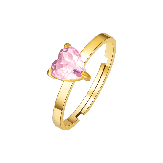 ANELLO DONNA IN ACCIAIO IP GOLD CON CUORE CRISTALLO ROSA