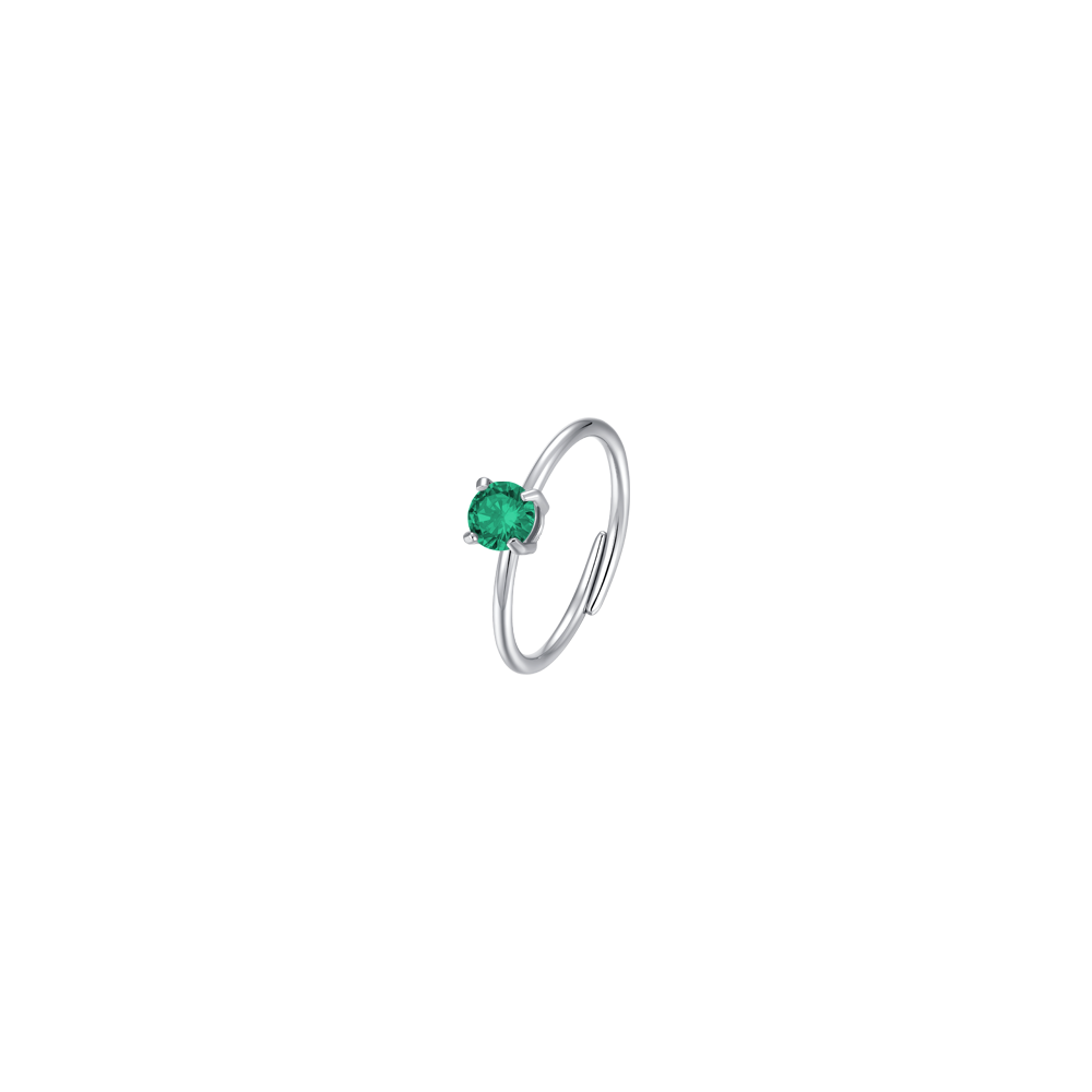 ANELLO DONNA IN ACCIAIO   ZIRCONE VERDE