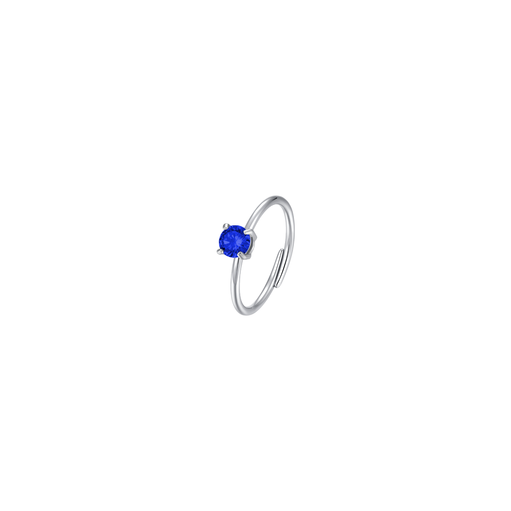 ANELLO DONNA IN ACCIAIO  ZIRCONE BLU
