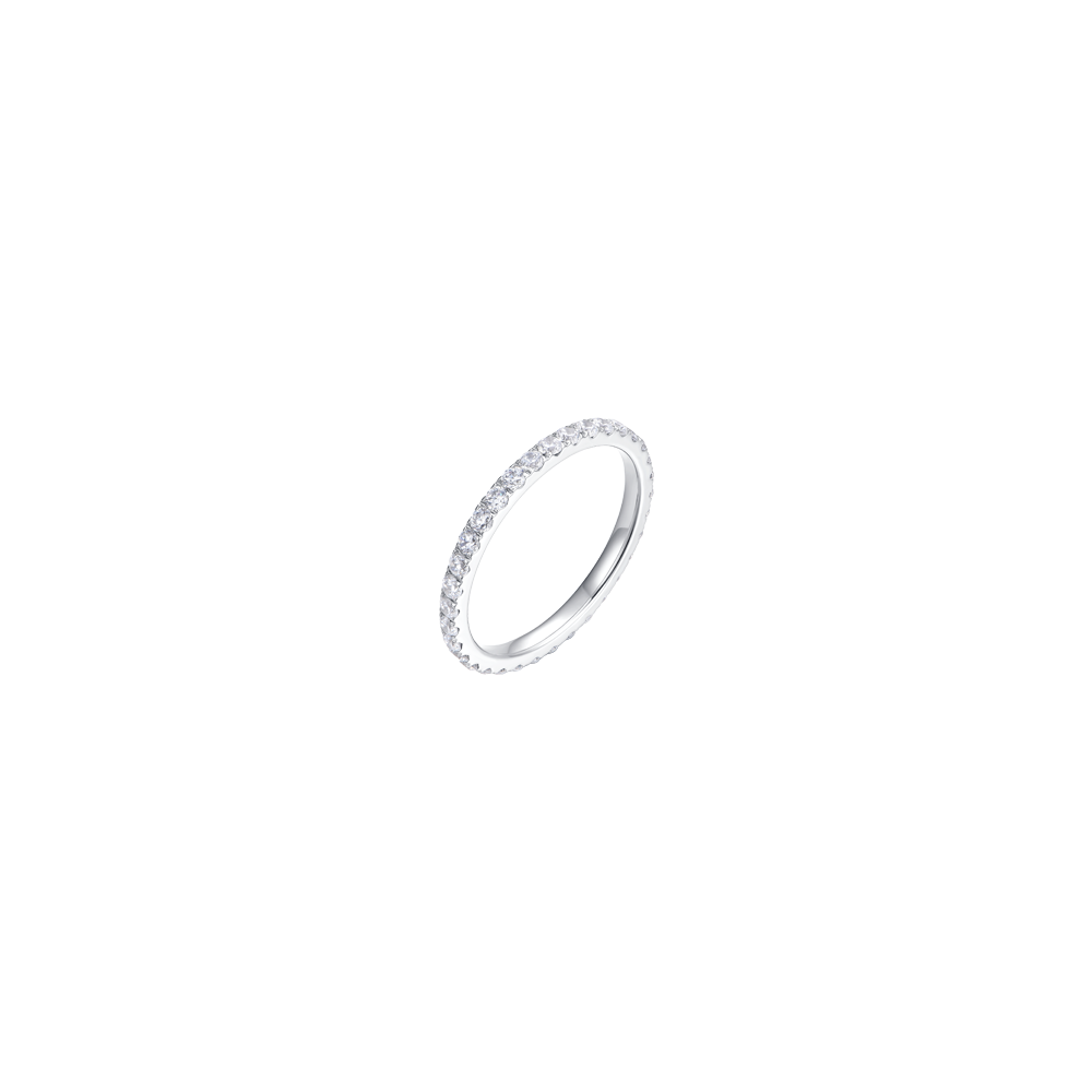 WOMEN'S STEEL RING WITH WHITE CRYSTALS