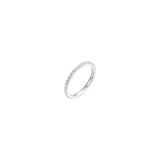WOMEN'S STEEL RING WITH WHITE CRYSTALS