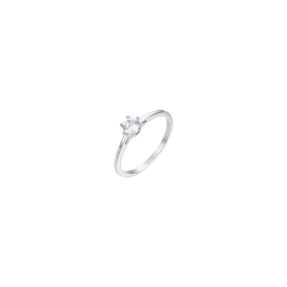 WOMEN'S STEEL RING WITH WHITE CRYSTAL