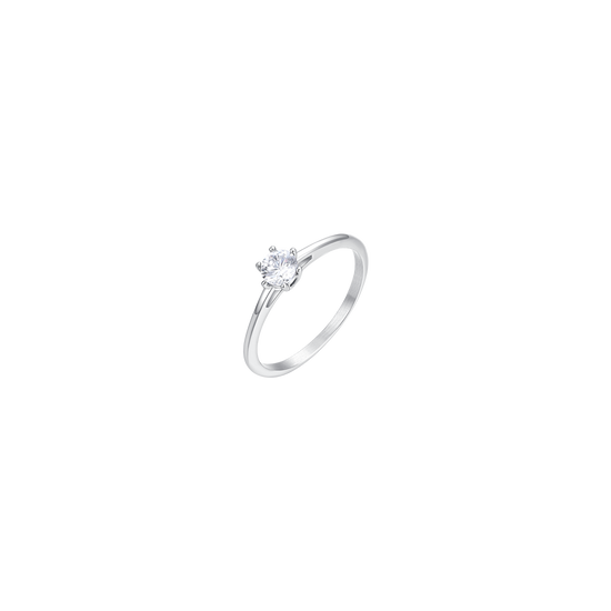 WOMEN'S STEEL RING WITH WHITE CRYSTAL