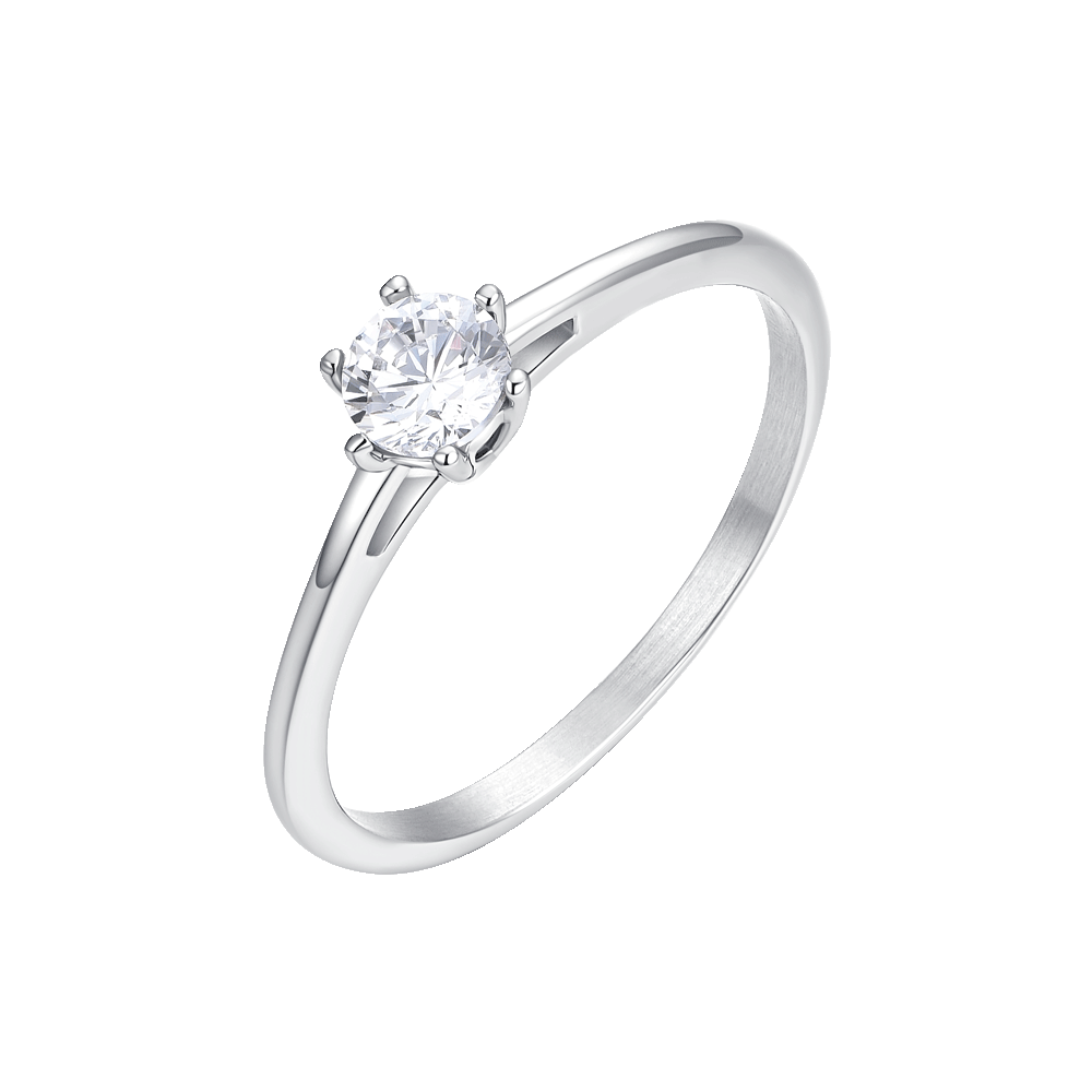 ANELLO DONNA IN ACCIAIO CON CRISTALLO BIANCO - MISURA 16