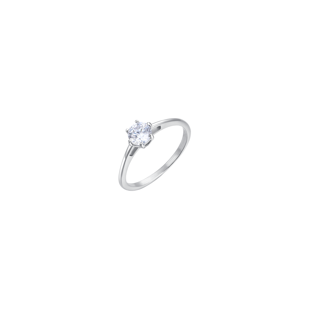 WOMEN'S STEEL RING WITH WHITE CRYSTAL